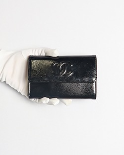 Chanel CC Wallet, Patent, Black, L, 20112241